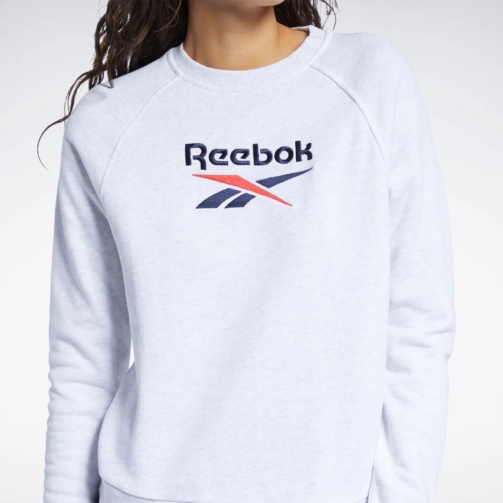 Reebok White and Blue Relaxed Sweatshirt